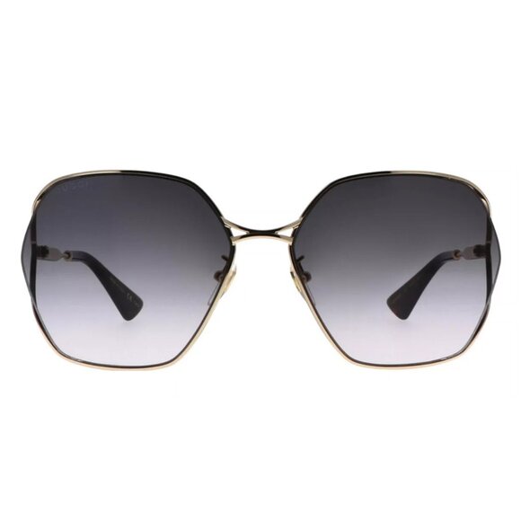 NEW GUCCI WOMEN GOLD GRAY OVERSIZED SUNGLASSES GUCCI - Picture 2 of 3